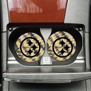 Steelers Yellow & Black Football Tie Dye Car Coasters 2 Pack